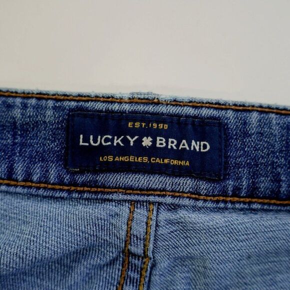 Lucky Brand 383 Straight Blue Jeans 37/32 Stone Wash Whiskering Mid Rise Tag 36 - Picture 11 of 13